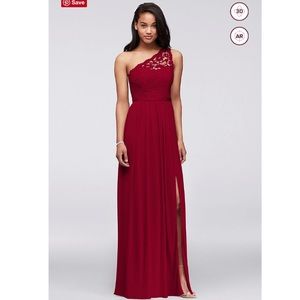 David’s Bridal Apple Red one Shoulder Bridesmaid